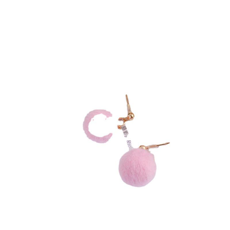 E259 Korean-Style Autumn/Winter Furry Ball Earrings - Cute Candy Color