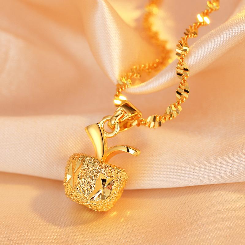 Pandantiv cu măr din aur matuit, fructe de Crăciun bijuterii Ajunul Crăciunului Colier cu mere