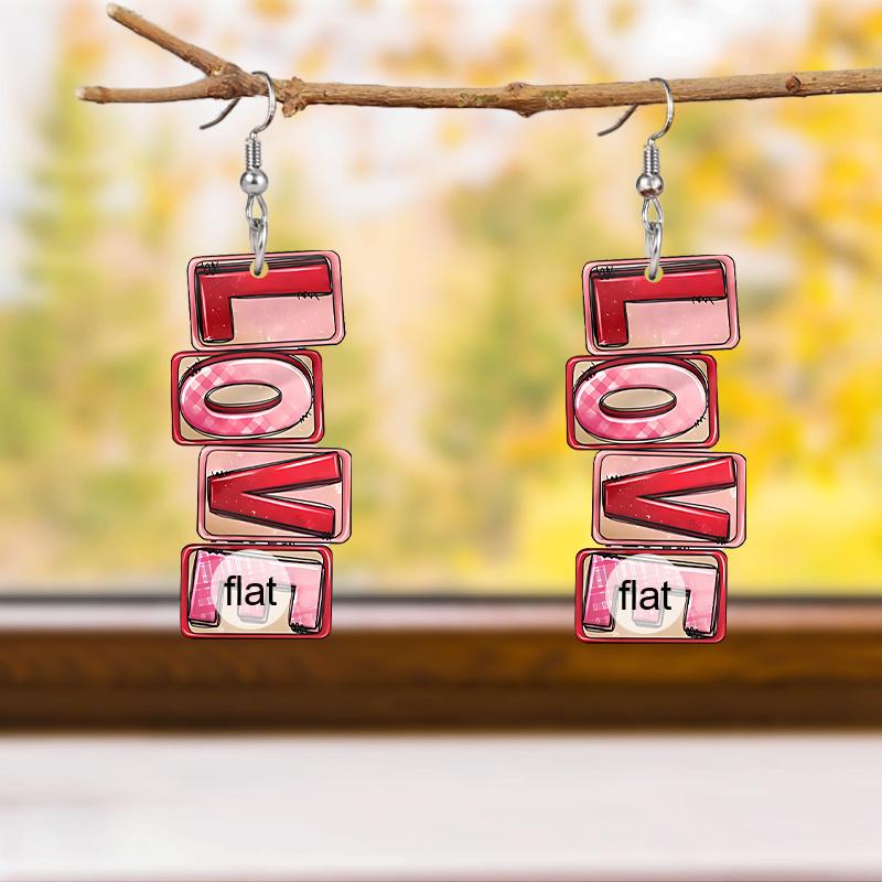 Valentine's Day Romantic Red Heart LOVE Acrylic Earrings Wedding Proposal Engagement Earrings Holiday Party Jewelry Gifts Packs Party Favor