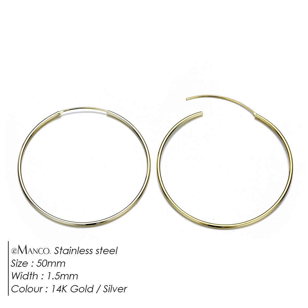 eManco Fashion Gold Size Circle Earrings Women's Jewelry Accessories Classic Stainless Steel Earrings Wholesale