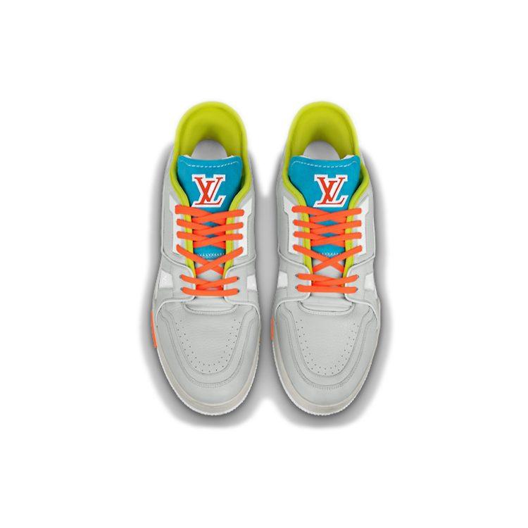 Louis Vuitton Trainer Upcycled Cow Leather Low Top Stylish Skateboarding Shoes Men's Gray Orange 1A8W9W