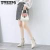Stivaletti a punta da donna in pelle artificiale con tacco alto, stivaletti corti con tacco sottile, caldi a metà gambale, pendolari, alla moda, scarpe in pelle, cerniera laterale