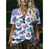 Fashionable Comfortable Oversized Breathable Women's V-neck T-shirt Colorful Creative 3D Pattern Summer Short Sleeved T-shirt