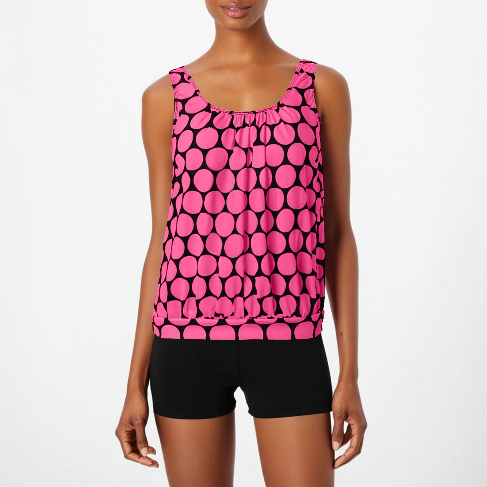 

Женский модный и сексуальный топ без рукавов с круглым вырезом и принтом в горошек, четырехугольные брюки, раздельный купальник S