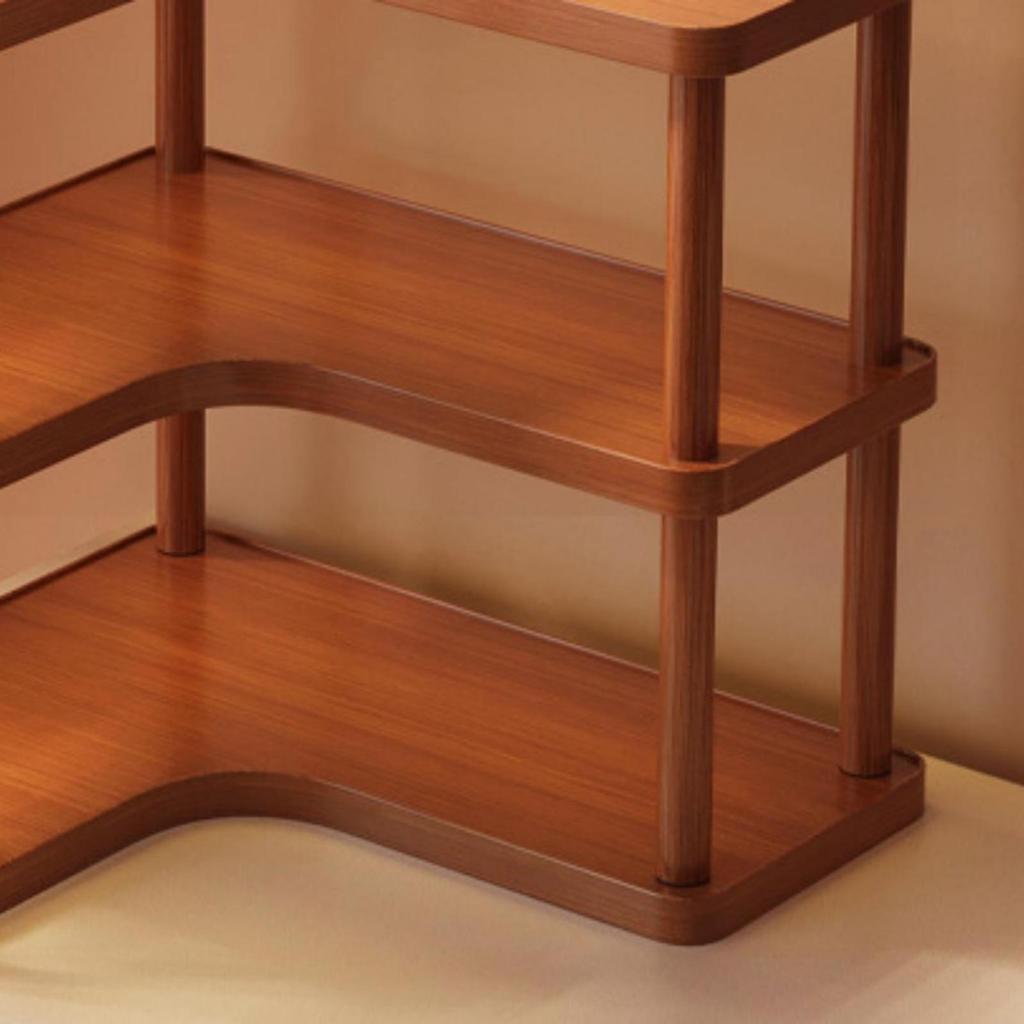 3-Level Bamboo Corner Desk Organizer Shelf Rounded Corners