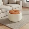 Round Padded Stool Space-Saving Round Padded Footstool Entryway Shoe Stool Sturdy & Long-Lasting Low Leather Footstool Easy To
