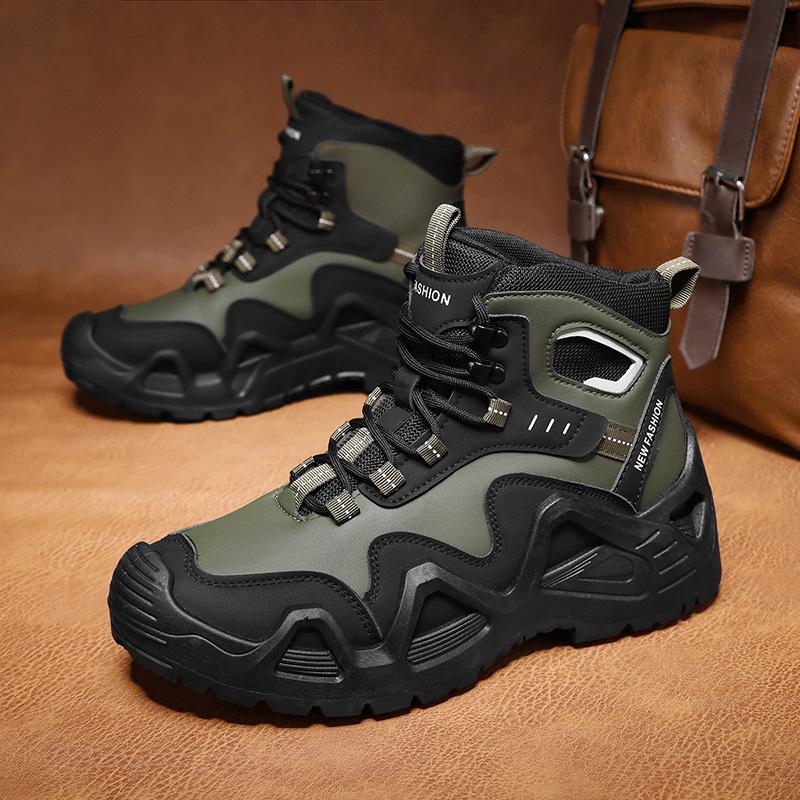 High-Top Green Outdoor Shoes Durable Sports Climbing Shoes Training Hiking Shoes Wear-Resistant Mountain Climbing Boots