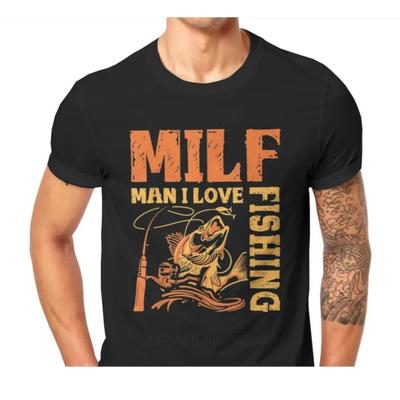 Fisherman Man I Love Fishing Tshirt For Male Milf Novelty Design Meme Clothing Novelty T Shirt Soft Printed Loose