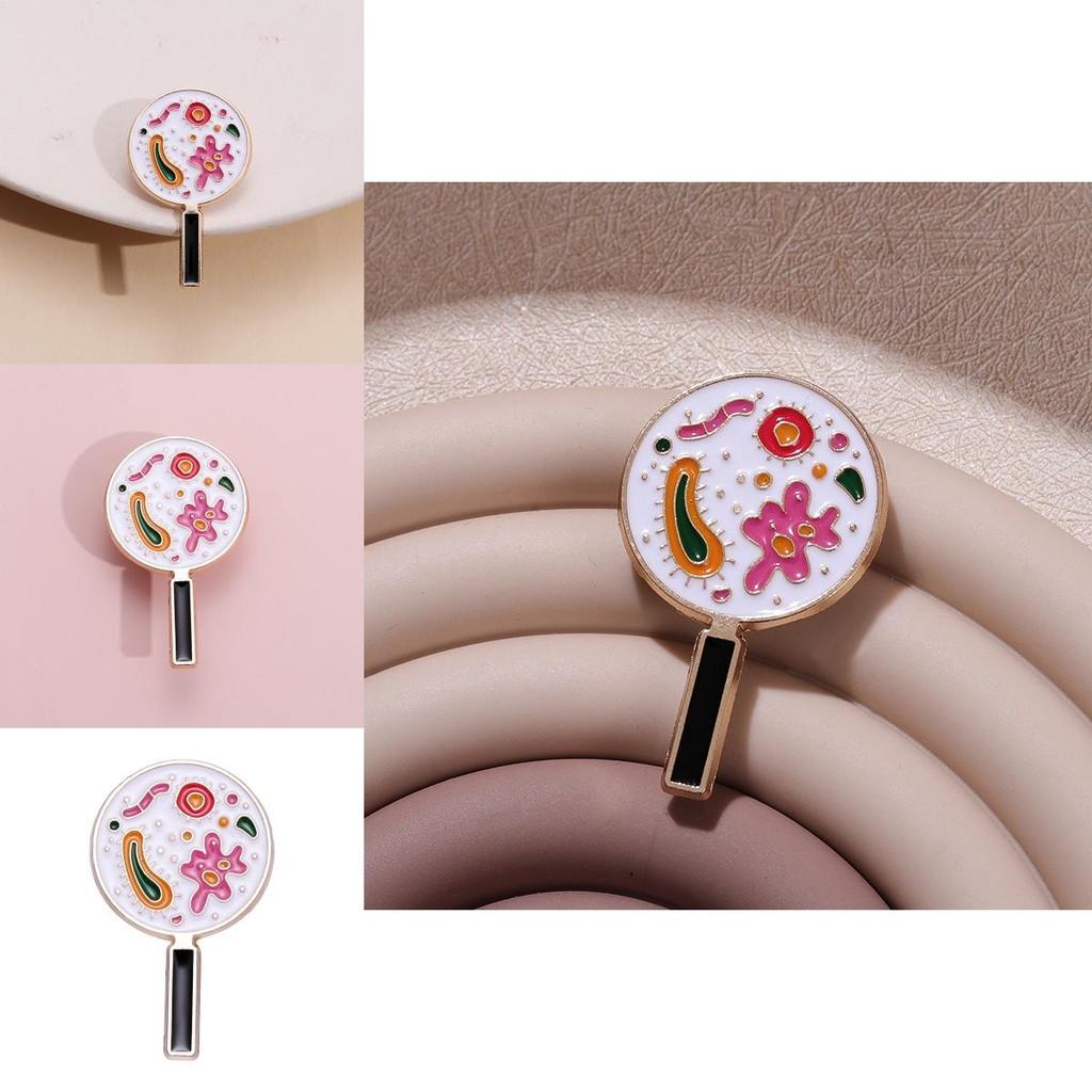 Creative Cartoon Magnifying Glass Microbial Bacteria Badge Decorative Brooch For Unique Style