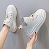Leather thick-soled heightening women's autumn new versatile breathable sports and leisure women's shoes
