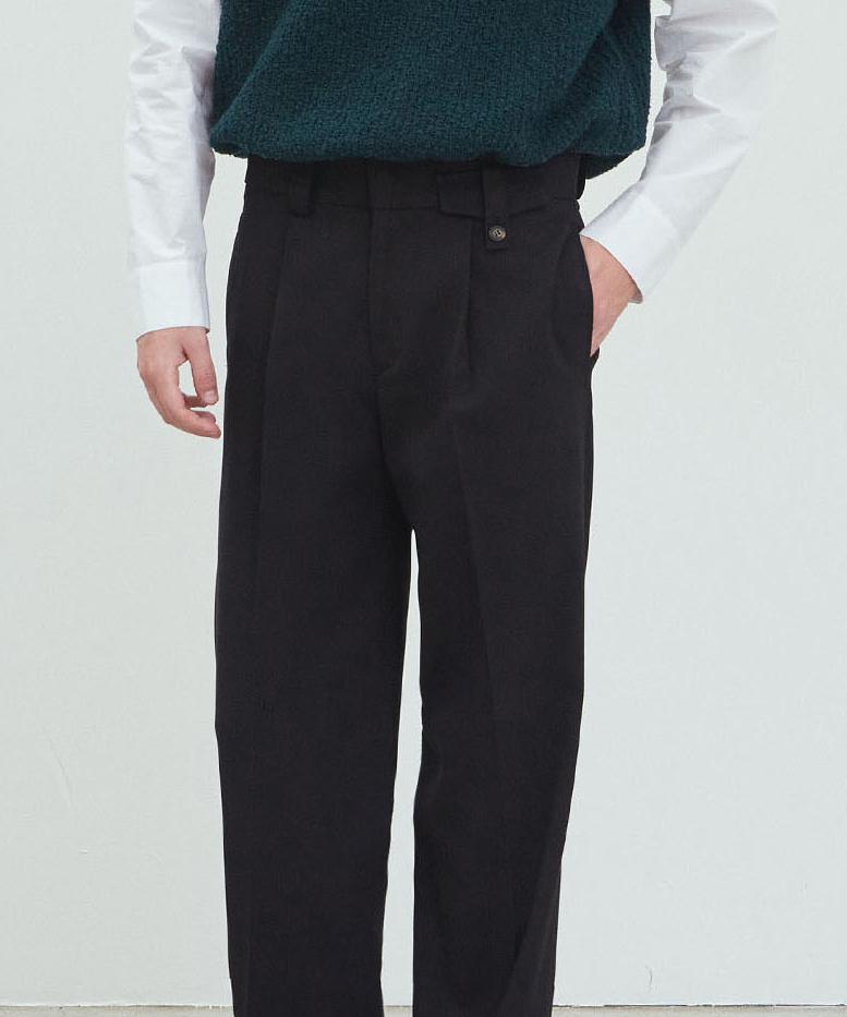 NODU Wide Tuck Slacks [Black]