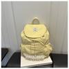 Korean Style Polka Dot Backpack Large Capacity Lace Trimmed Drawstring Backpack Drawstring Closure Flip Design School Daypack