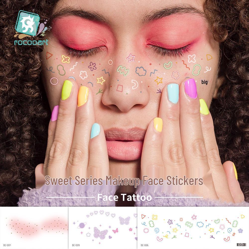 

Cross-Border Makeup Party: Waterproof Cute Face Stickers & Temporary Tattoos 158x60mm