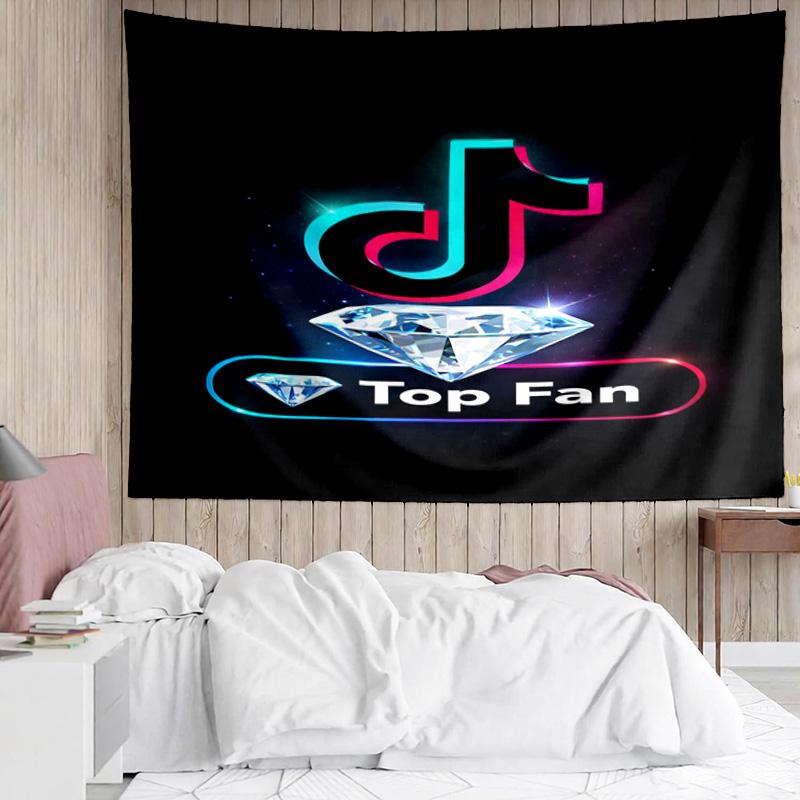 Neon Tiktok Logo Art Tapestry Accessories Playroom Tapestry, for Bedroom,Livingroom, Dormitory Room Wall Decor Fan Birthday Gifts