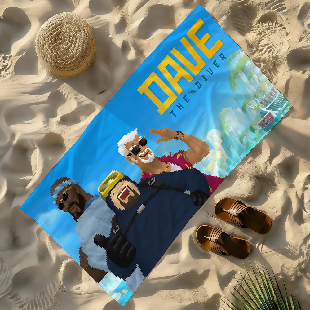 Полотенце Dave s the Diver Мягкое Легкое Анти-Песок Большое Пляжное Полотенце Быстросохнущее Ванна Спорт Семья STJ40x70CM