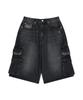 AAKAM Camo Patch Bermuda Denim Cargo Pants (Black)