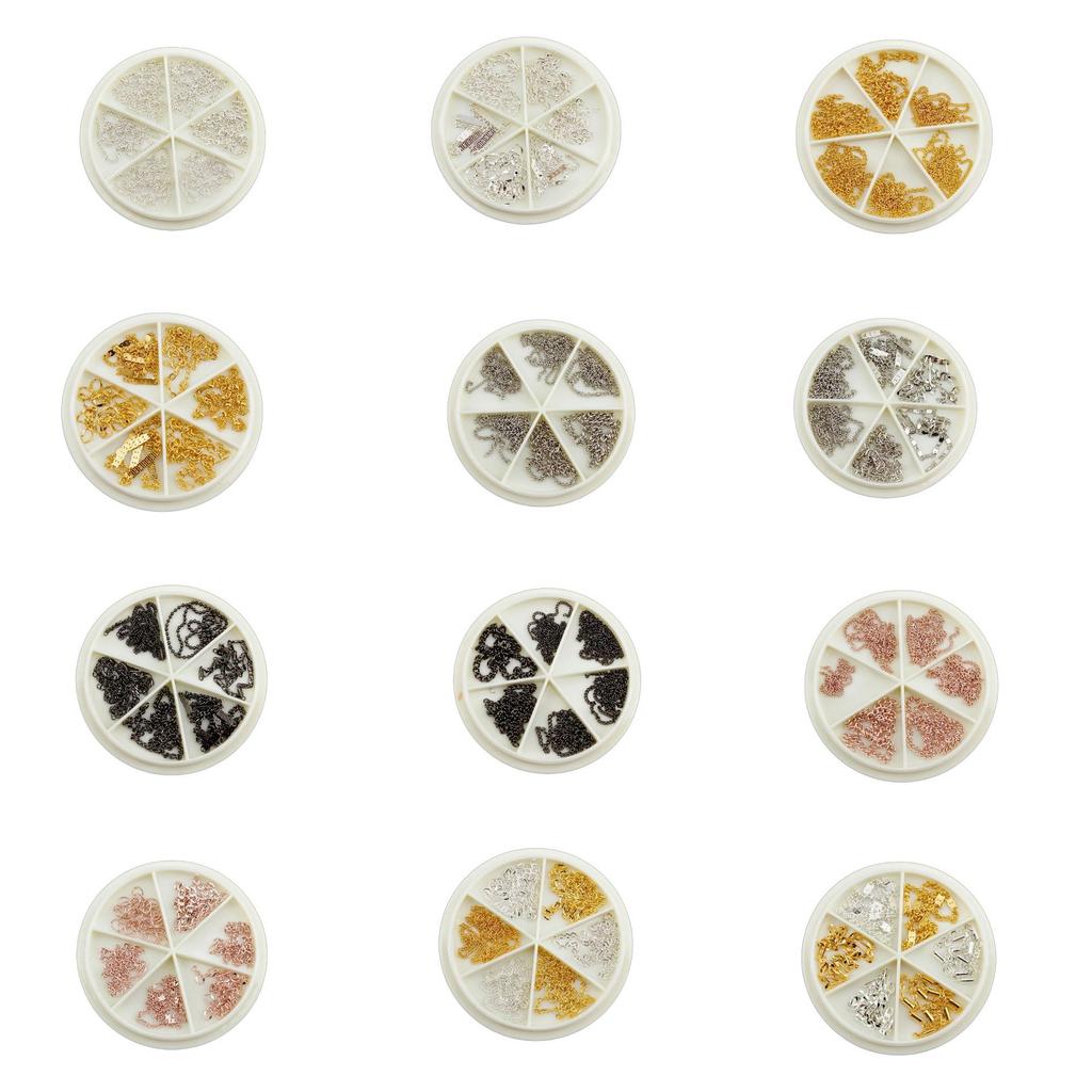 Nail Art Nail Art Jewelry Steel Ball Chain Ultra-Fine Metal 6-Grid Mixed Turntable Jewelry Decoration