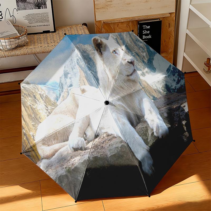 

1pc cartoon tiger Umbrella Portable Folding Umbrella Iron Frame Hole Bone Structure Outdoor Home Umbrella