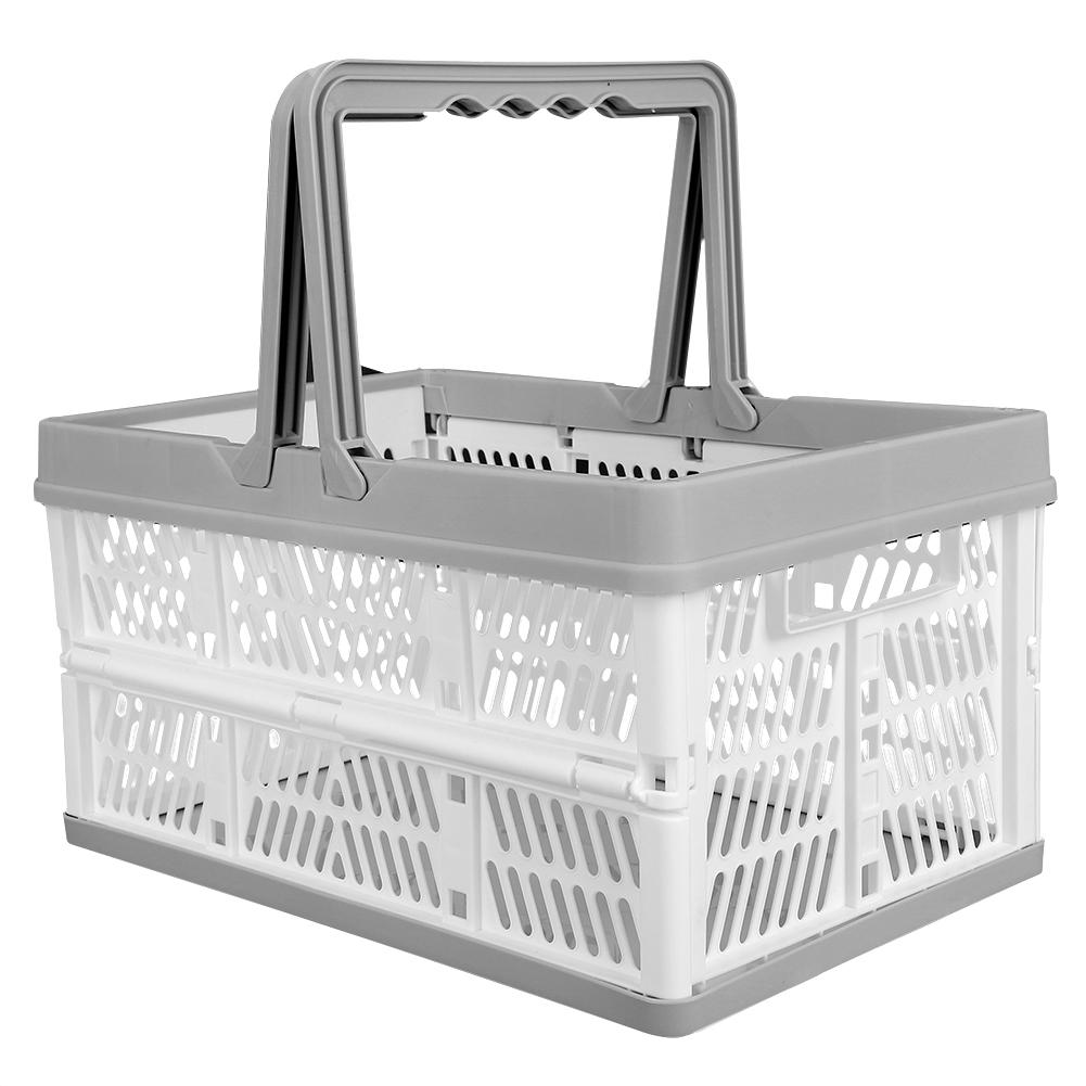 Foldable Clothes Laundry Storage Basket With Handles Organizer for Kitchen BedroomWhite Gray
