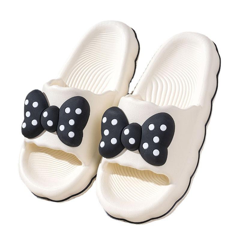 Women's Fashion Thick Soled Slippers 2024 Summer New Soft Bottom Bathroom Anti-Slip Wear-resisting Butterfly Knot Beach Shoes