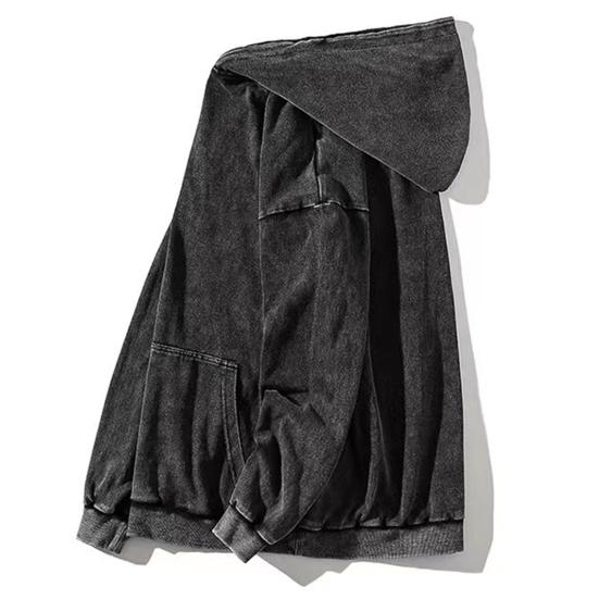 Felpa con cappuccio da uomo autunnale ampia spessa ampia tasca applicata manica lunga vintage Unsiex Hip Hop Streetwear pullover tinta unita donna Top