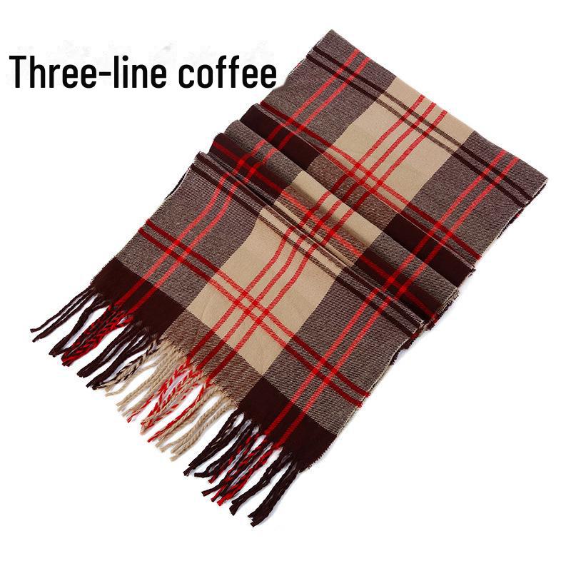 Winter Men's and Women's Thick Plaid Imitation Cashmere Scarf