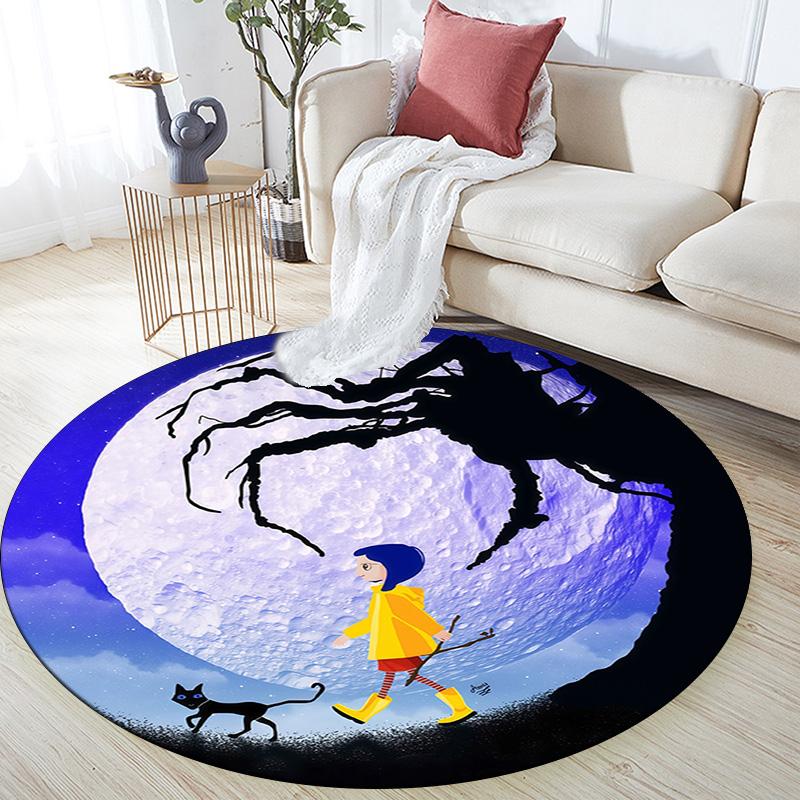 Coraline2 Round Area Rug,Carpet Rug for Living Room Bedroom Sofa Playroom Decor,Non-slip Floor Mat