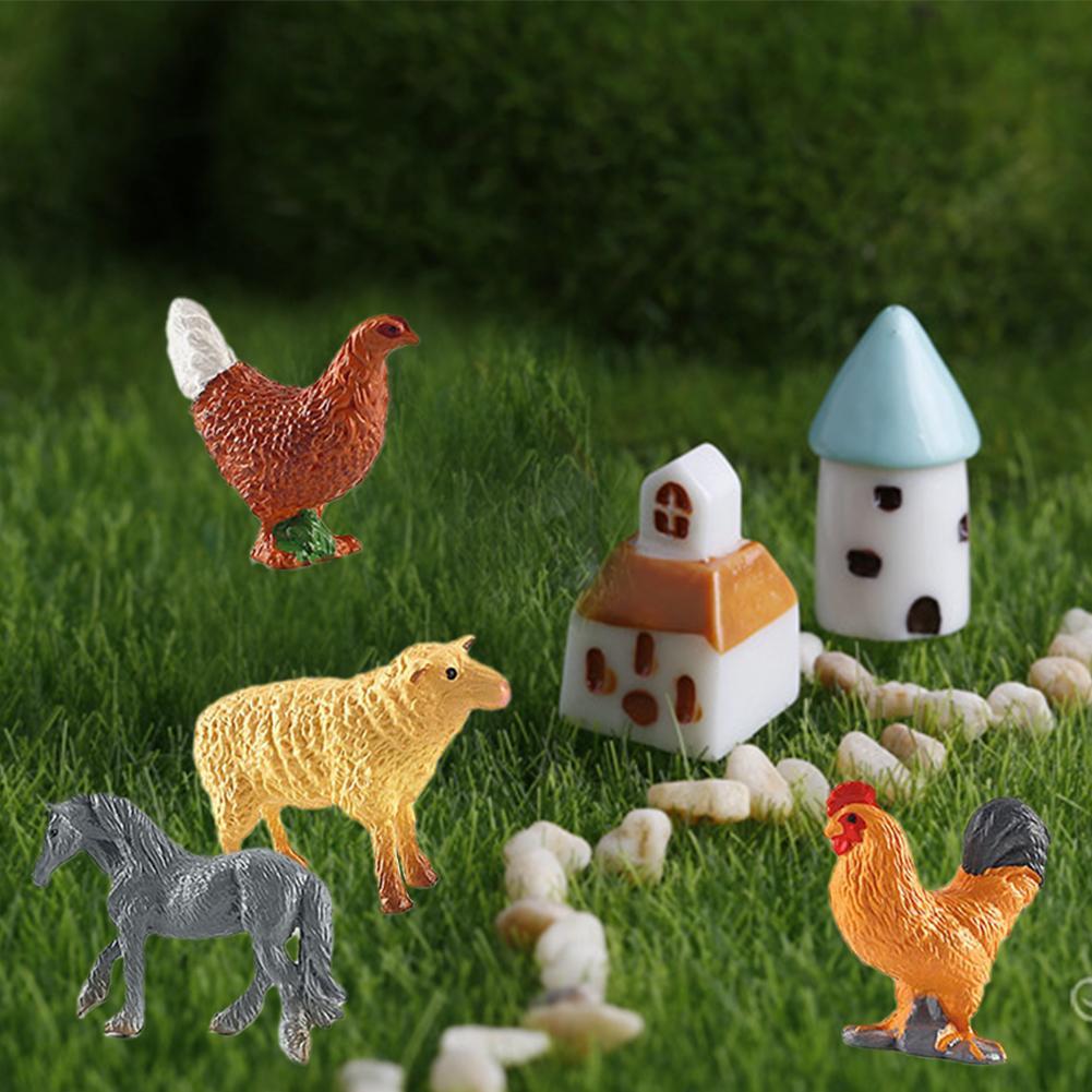 12pcs Mini Farm Figurines Realistic Animal Model Farm Series Cow Hen Duck Model Action Figures Poultry Animals Set