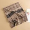 Winter New Plaid Scarf Printed Tassel Imitation Cashmere Scarf Fashionable Sweet Shawl Mid Length Thick Warm Scarf