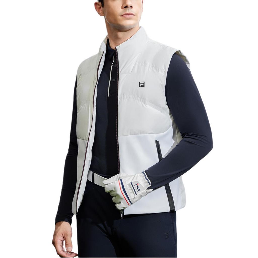 Fila Golf Series Solid Color Sports Stand Collar Down Vest Men Vests Jade-White A11M415906F-WT