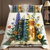 3-Piece Bedding Pillowcase Quilt Cover Set Retro Style Decorative Book Pattern 2D Digital Printing For Bedroom Dormitory Decor