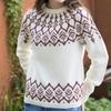 Women's Trendy Color Block Round Neck Knitted Sweater