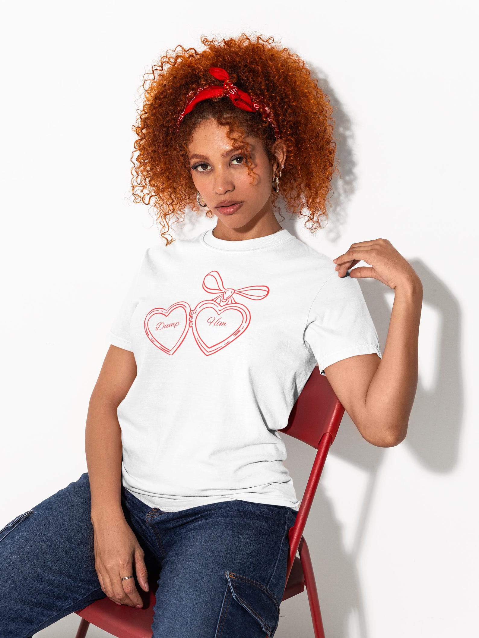 Dump Him Dainty Heart Locket Sketch T-shirt | Valentine s Day Shirt S