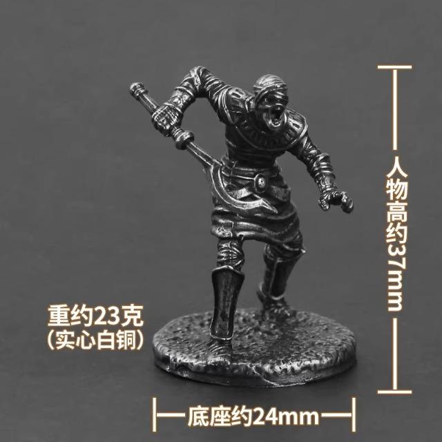 Vintage Egyptian Mummy Warrior Handmade Cupronickel Soldier Figurine for Tabletop Game, Car Decor, Collectible Gift for Men