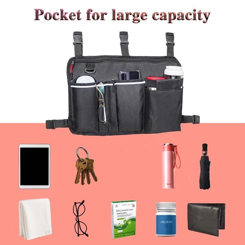 Heavy Duty Wheelchair Organizer Side Bag for Electric Scooter Storage Hanging Pocket for Medical and Personal Items