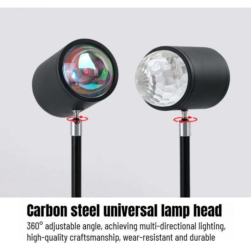 Water Pattern Sunset Ambient Light, Double Head Projection Lamp for Live Streaming and Bedroom Decoration