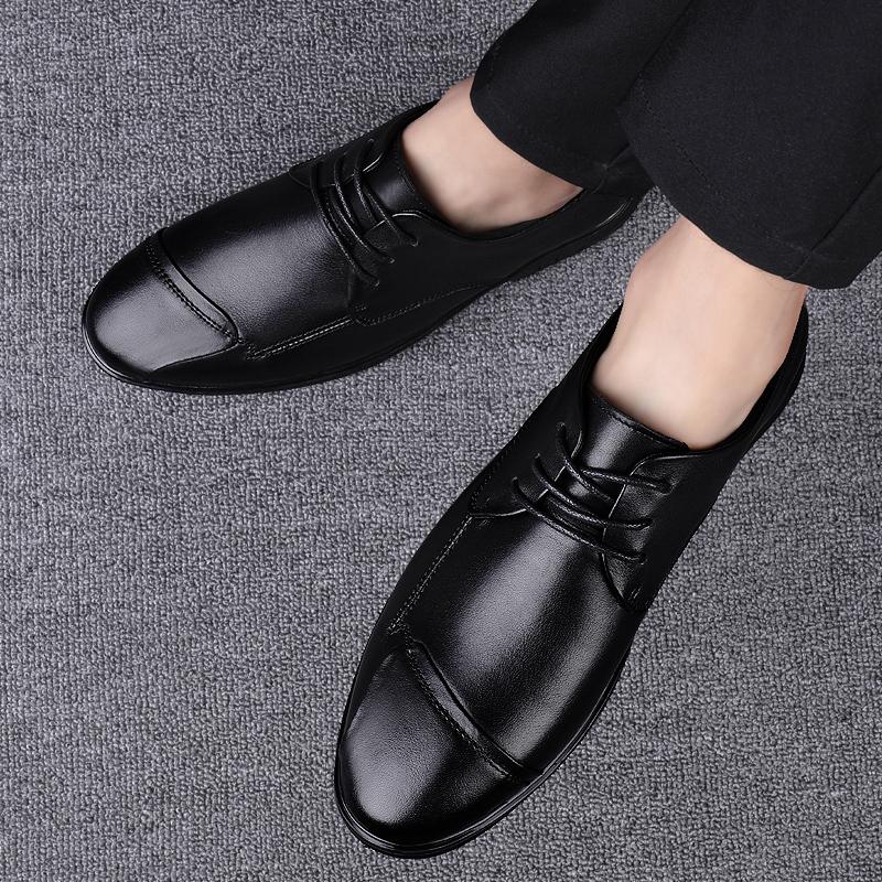 2024 New Men Quality Cowhide Black Low Top Leather Shoes British Business Size38-45 Soft Leather Man Lace Up Leather Dress Shoes