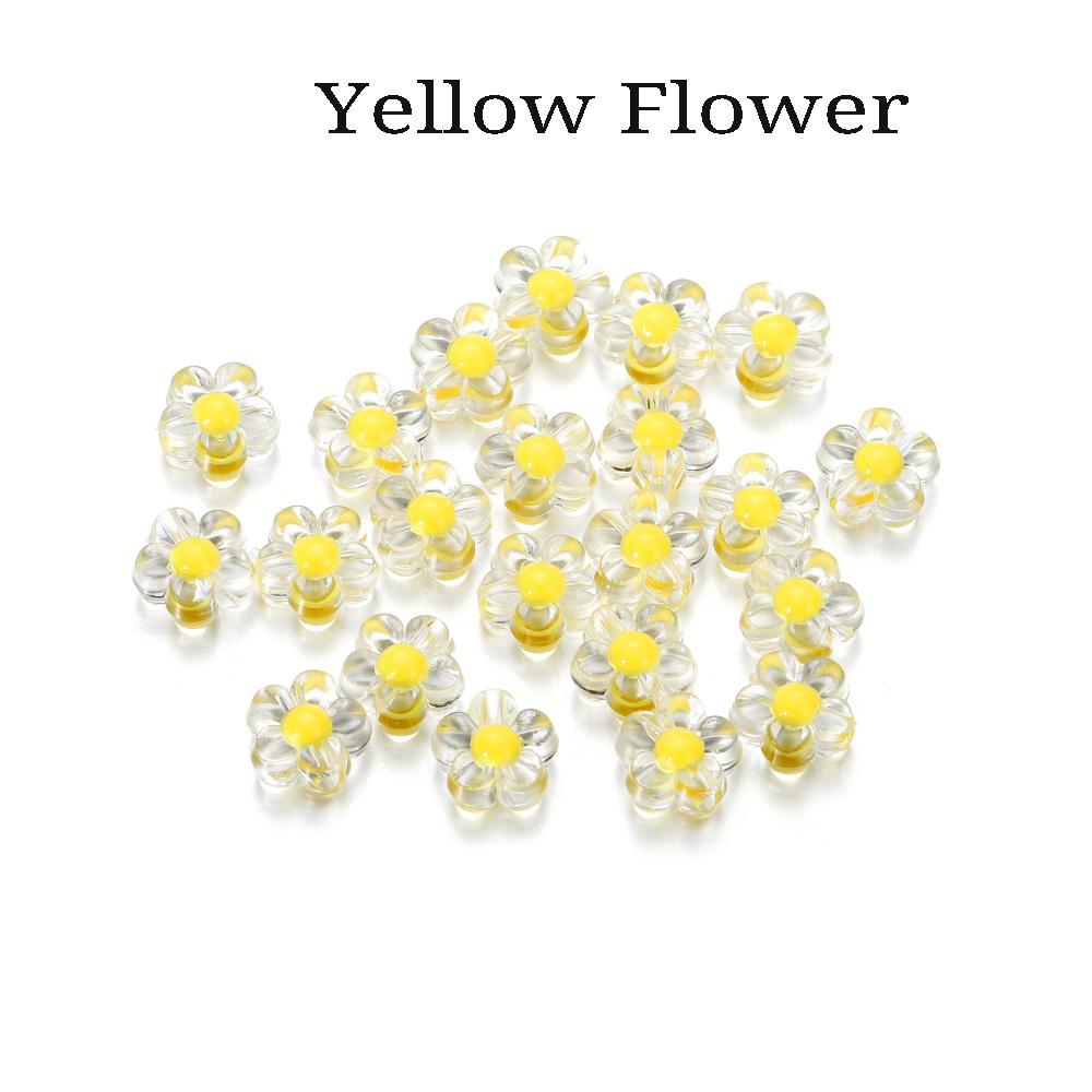 20Pcs/Pack Acrylic Spaced Beads Candy Heart Flower Shape Beads Decoration For DIY Necklace Earrings Jewelry Making Supplies