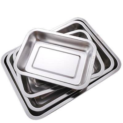 Food Grade 304 Stainless Steel Multi-purpose Plate: Square, Rectangular, Dinner, BBQ, Steamed Fish, Rice, Dumplings.