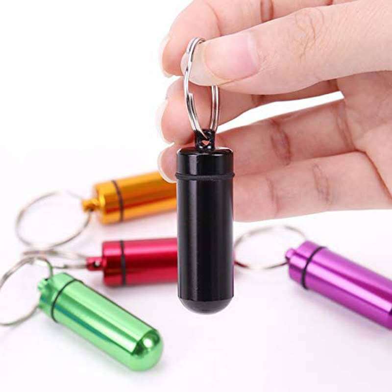 Mini Aluminum Pill Box Keychain Waterproof Tablets Bottle Medicine Vitamin Cases Multifunctional Fish Oils Pillboxs Container