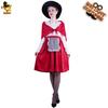 Halloween Cosplay Costume Welsh Lady Red White Pastoral Maid Maid Dress
