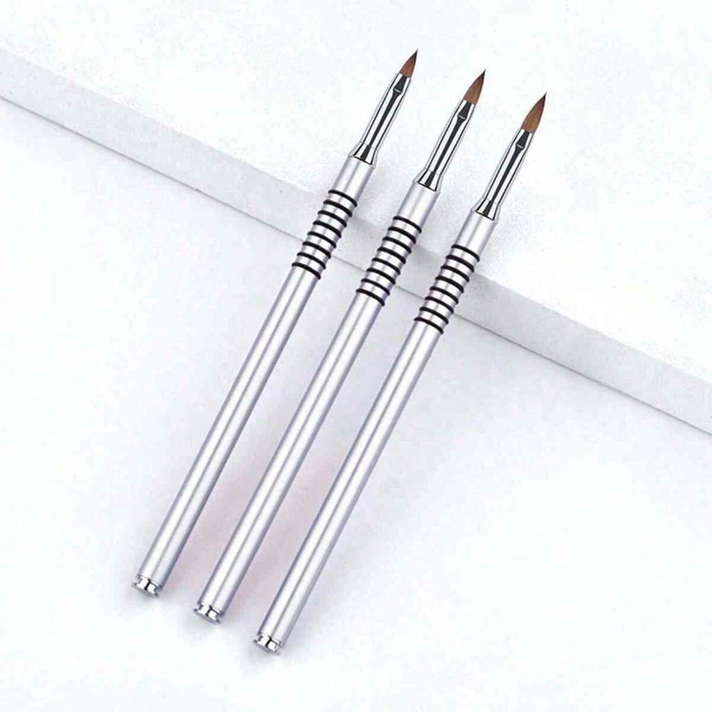 Metal Nail Art Brushes Silver 2, 4, 6 for 3D Carving Crystal Nail Design, Gel Nail Painting Tool