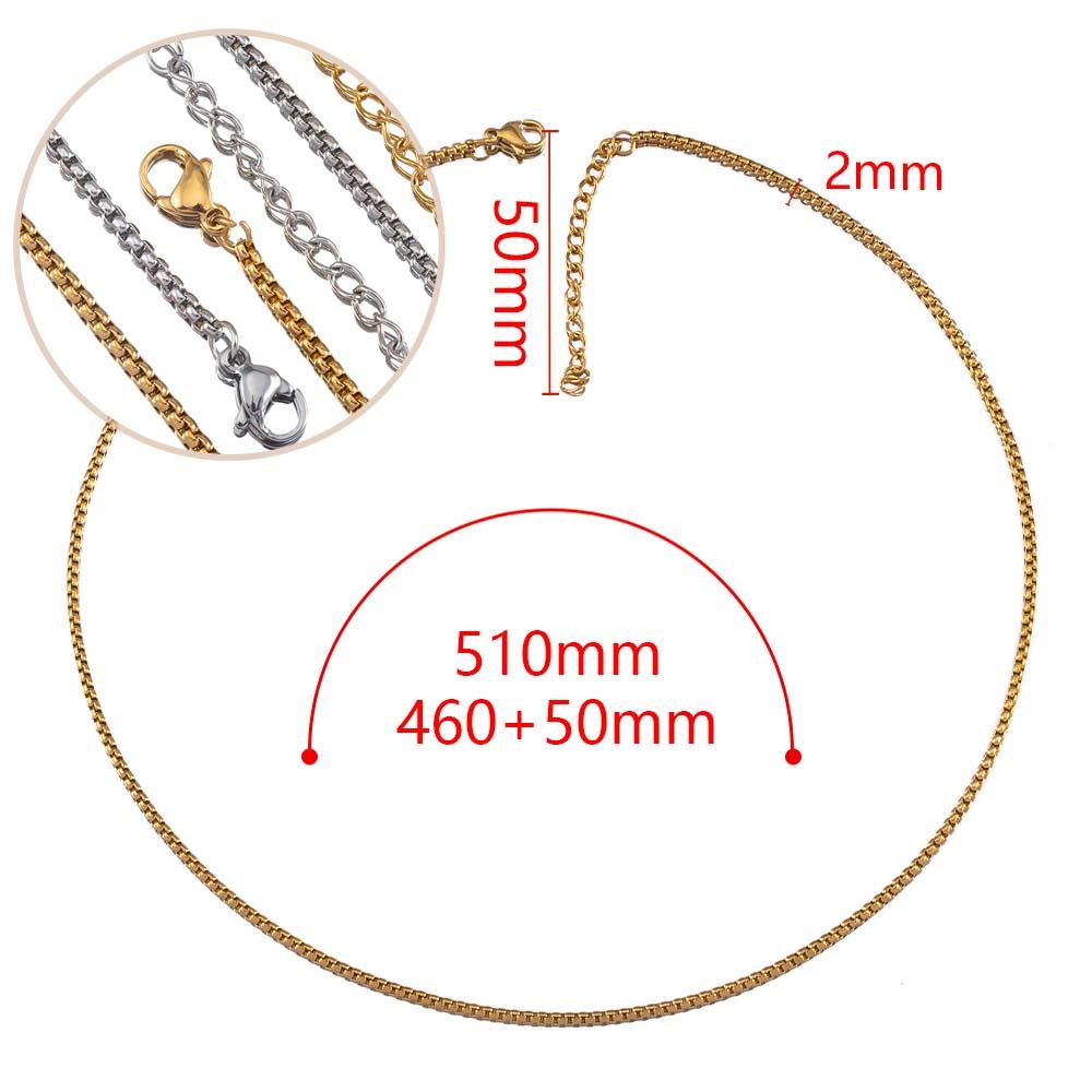 5pcs 10pcs 2pcs Stainless Steels Box Chian Necklace Choker Chain 46cm Lobster Clasp Beaded Chains DIY Jewelry Making Wholesale