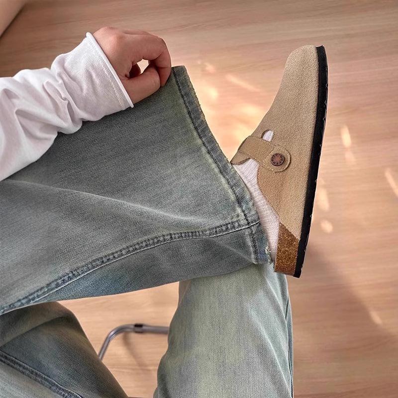 Women's Spring Retro Blue High-Waist Wide Leg Jeans - Slimming, Drapey, Straight Fit