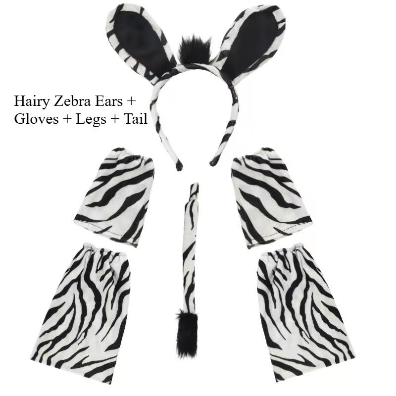 Halloween Zebra Opaska na Głowę Zwierzęca Spinka do Włosów Zestaw dla Dzieci, Akcesoria na Imprezę Kostiumową Prezent Materiałowe Kokardy do Włosów