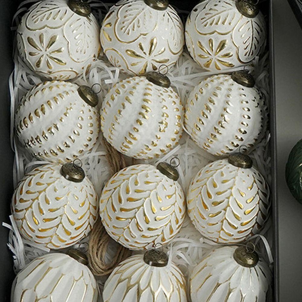 12pcs Shatterproof Christmas Tree Ball Pendant Retro Xmas Tree Ornaments Hotel Mall