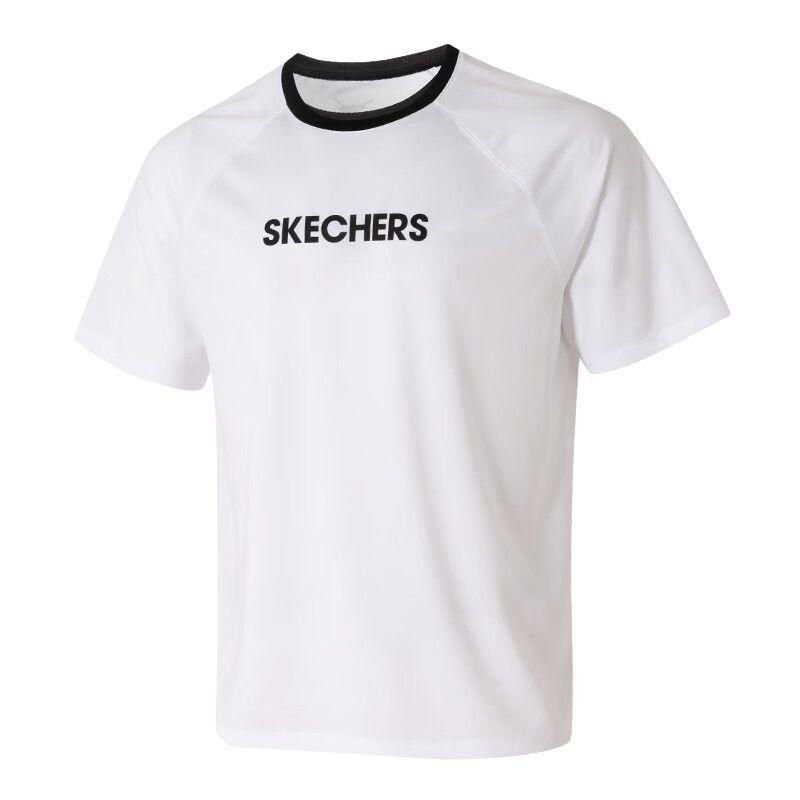 Skechers SS25 Fashion Sports Series Colorful Lightweight Breathable Round Neck Short Sleeve T-Shirt Unisex Tops Bright-White P225U120-0019 S