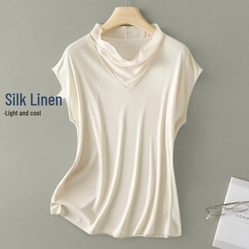 IHIMI Women s Faux Two-Piece Cowl Neck Cotton T-Shirt S