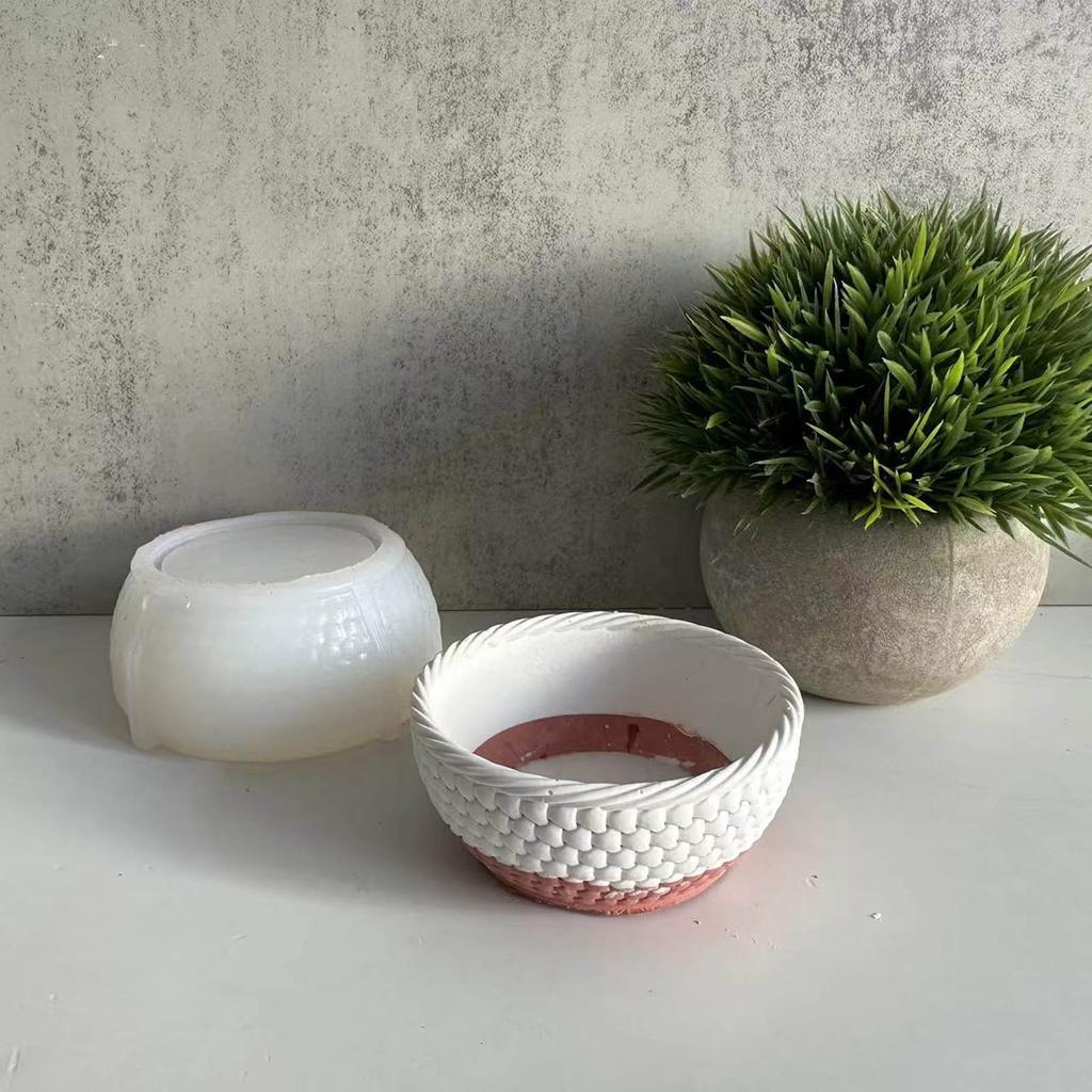 Pletený koš Květináč Silikonové formy Betonové odlitky Formy Sukulentní váza Cementy Pryskyřičné formy DIY Hliněné formy