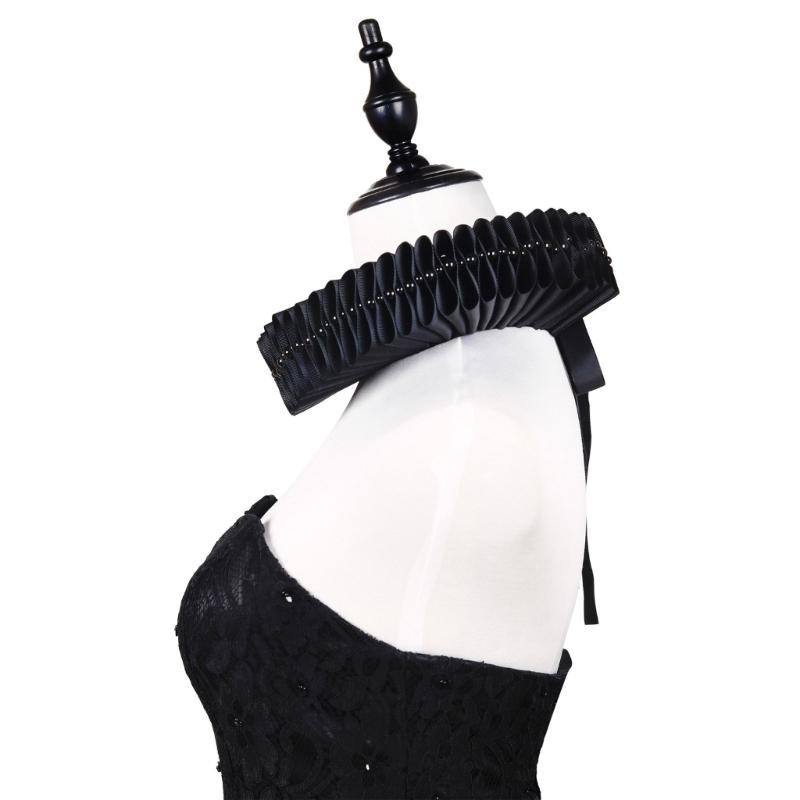 Elizabethan Ruff Collar Detachable Neck Ruff Decorative Collar With Elegant Pearls For Themed Event Stage Dressingup